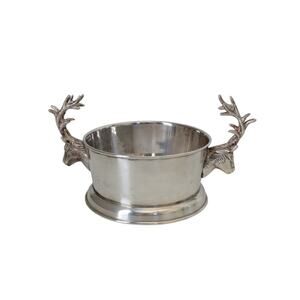 Pottery Barn Silverplated Stag Head Wine Bottle Coaster Silver Tone Vintage
